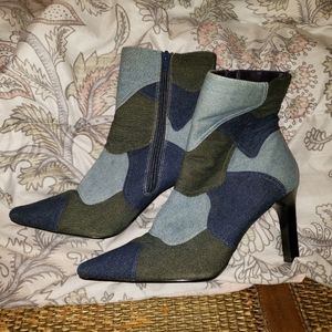 7.5 Denim Patch Stilleto Boots
